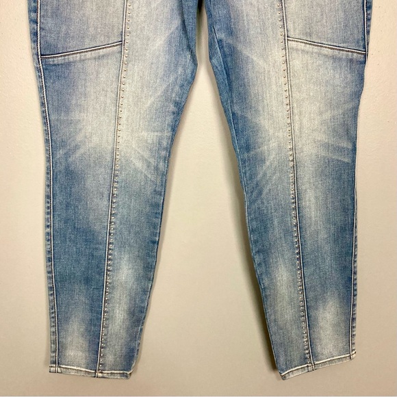 WHBM Mid-Rise Studded Skinny Jeans Women’s Size 10 Moto Zippers Stretch Denim - Picture 7 of 13